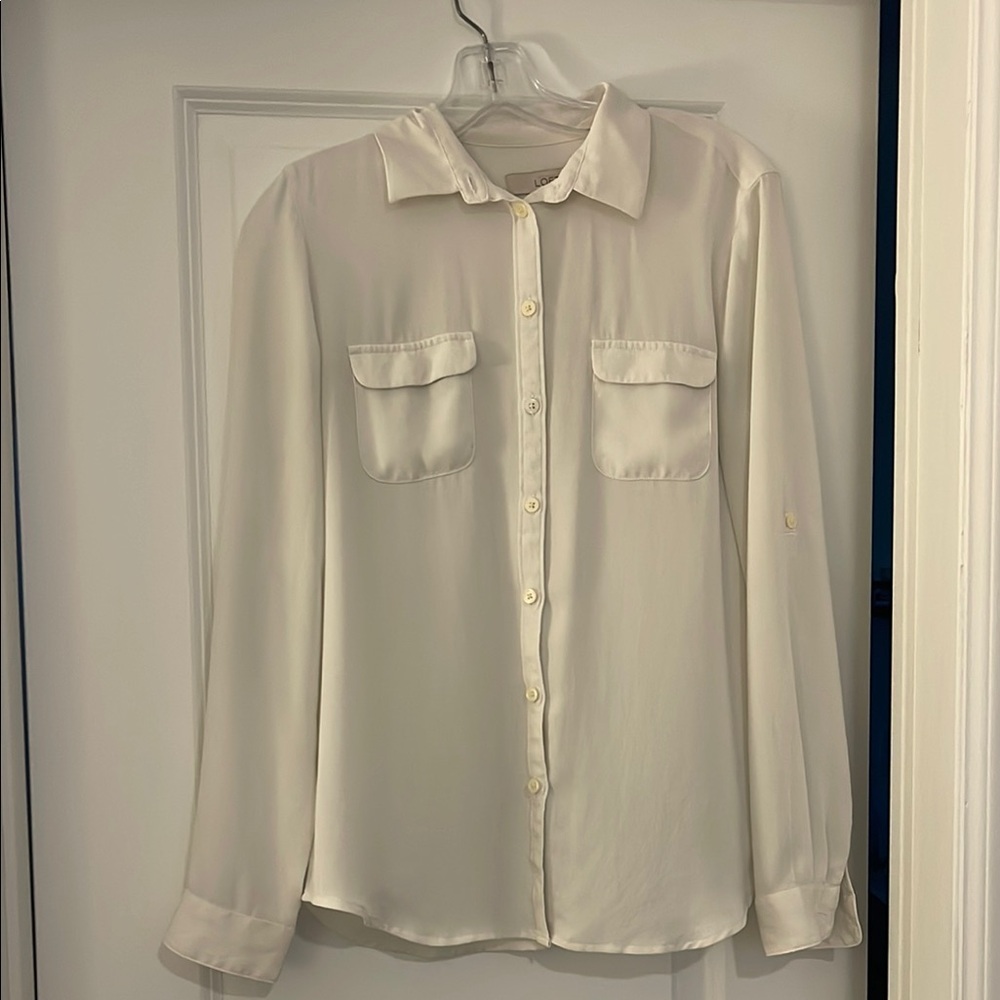 LOFT Cream Button Down Shirt